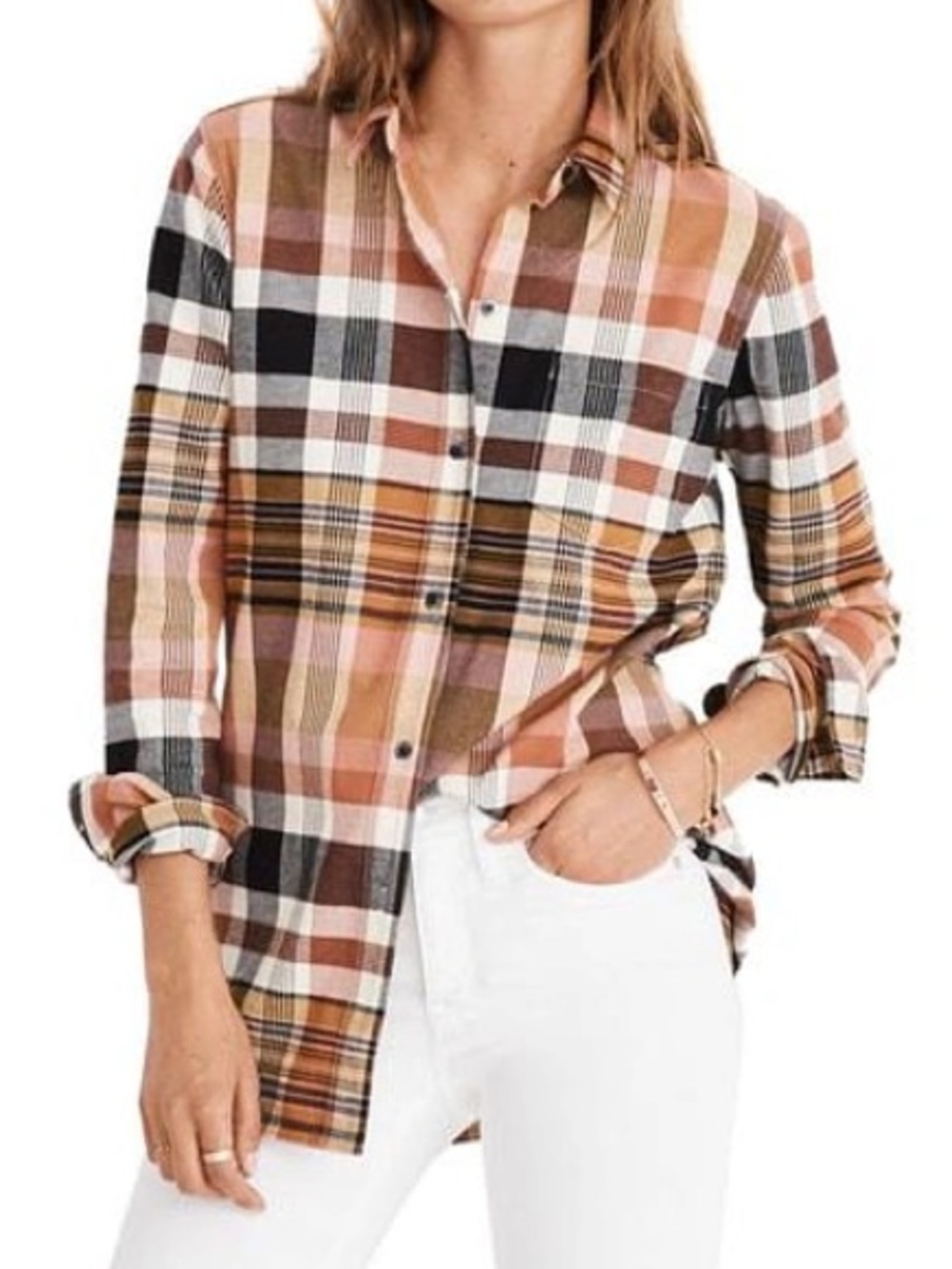 Madewell S Relaxed Plaid Button Up Shirt Fall Pink Coastal Cowgirl Preppy Pink